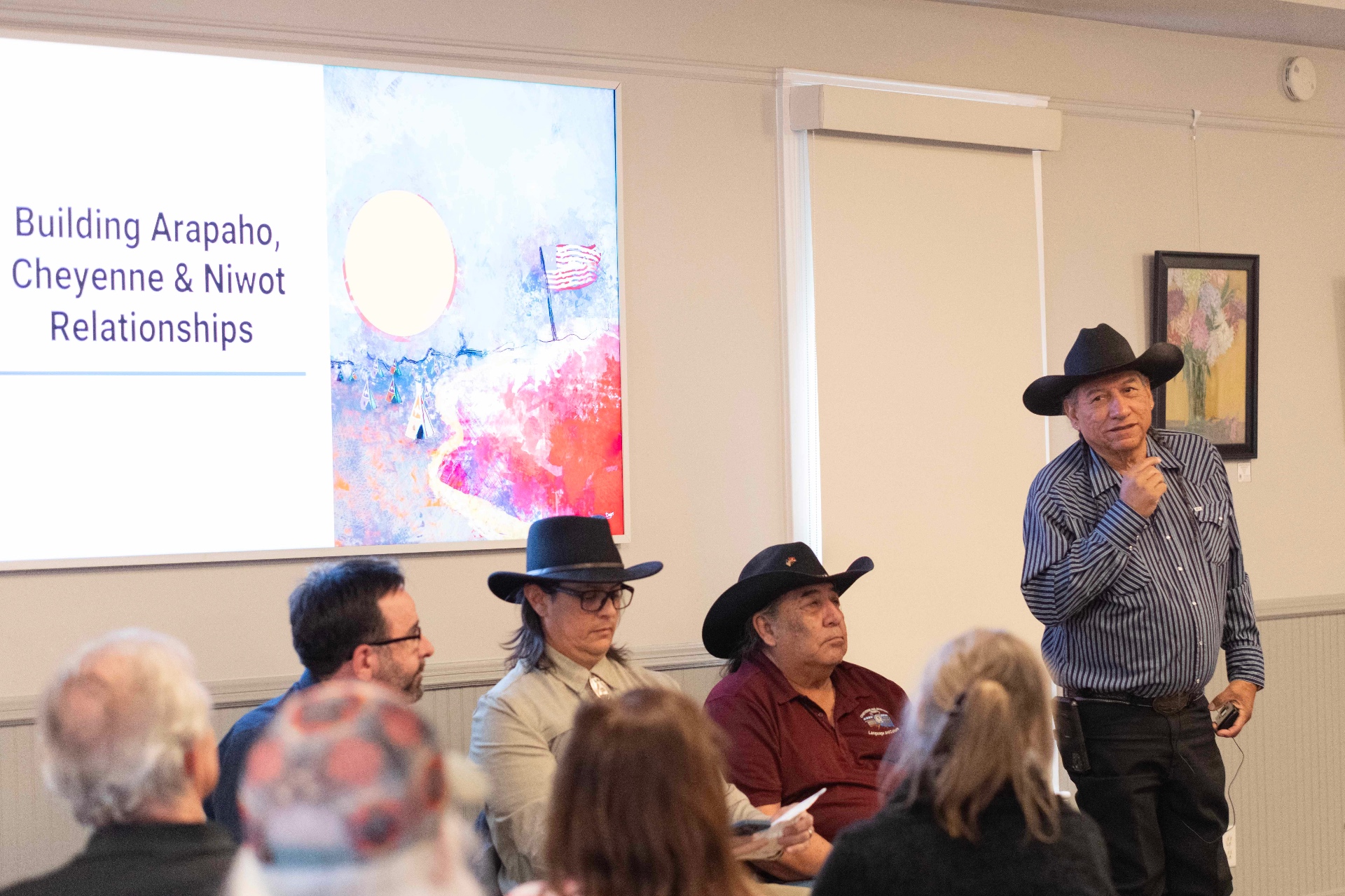 Building Arapaho, Cheyenne and Niwot Relationships: Tribal Representatives speak to the Niwot community.